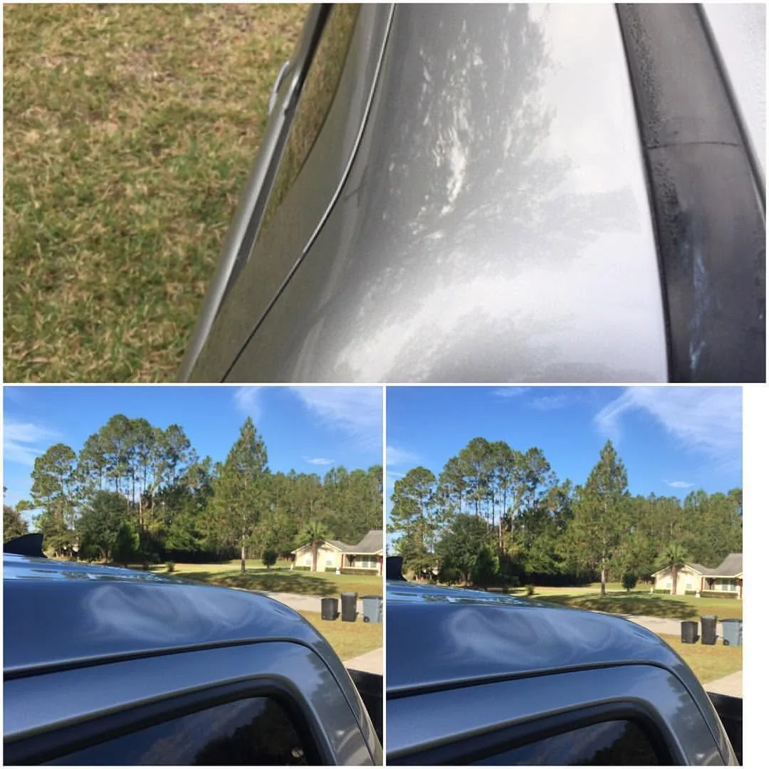 Before and After: Hail on a truck roof